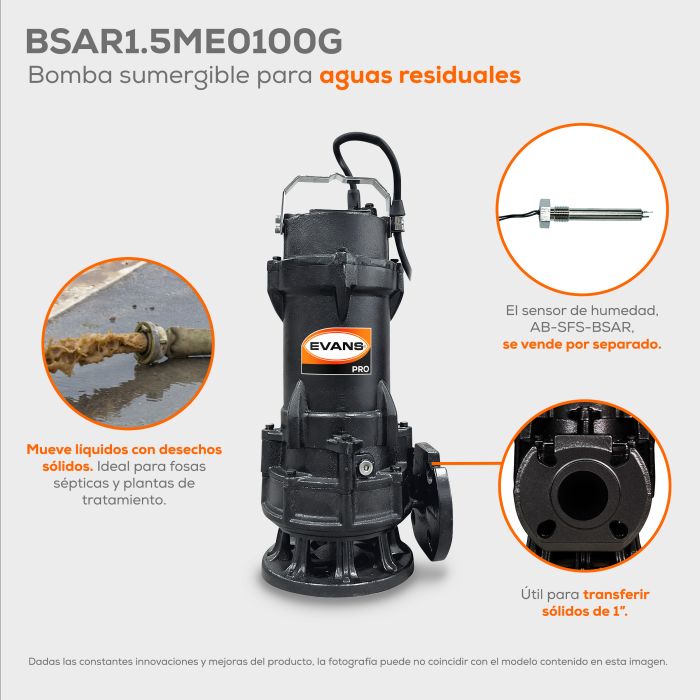 BOMBA DE AGUA RESIDUAL 1HP 220V