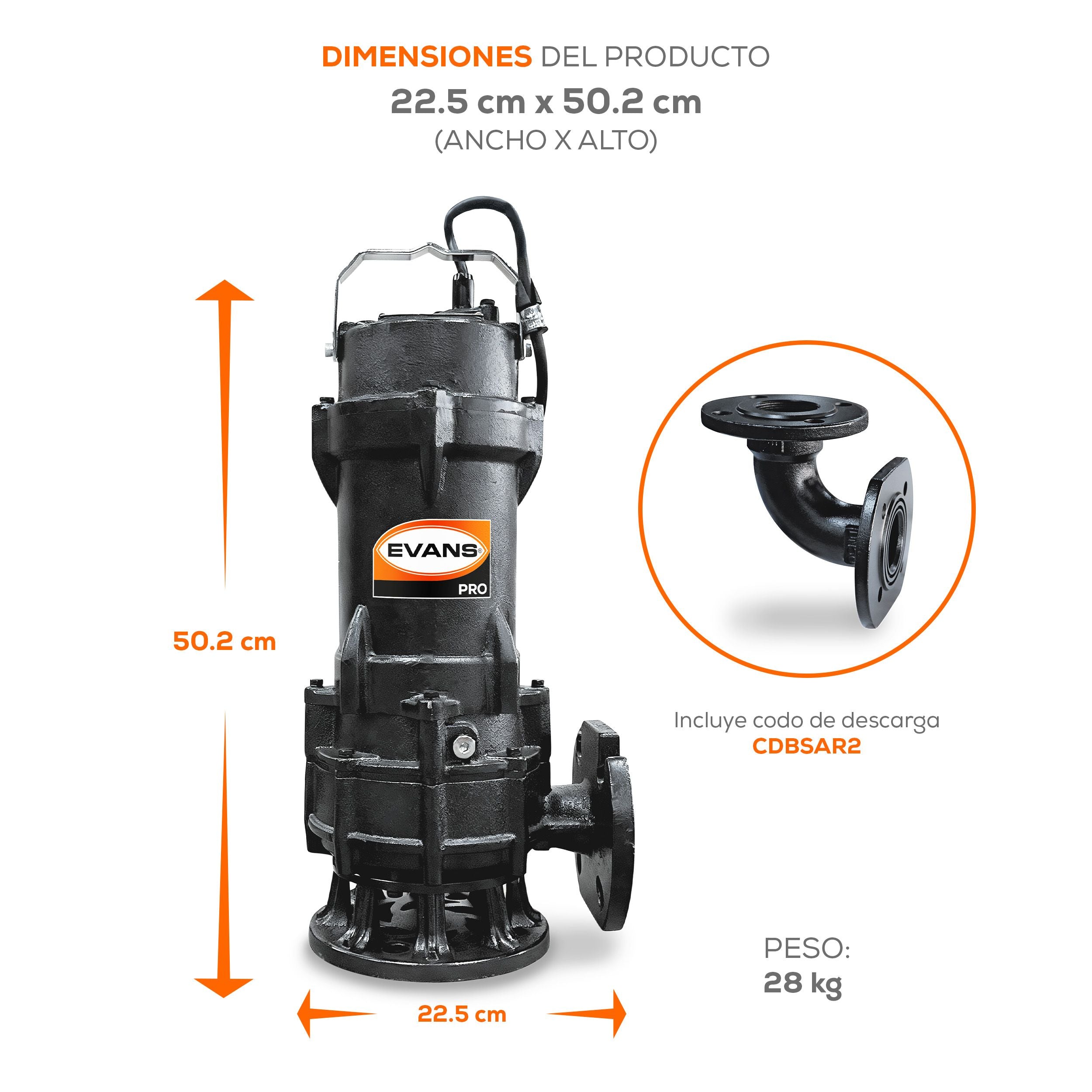 BOMBA DE AGUA RESIDUAL 1HP 220V