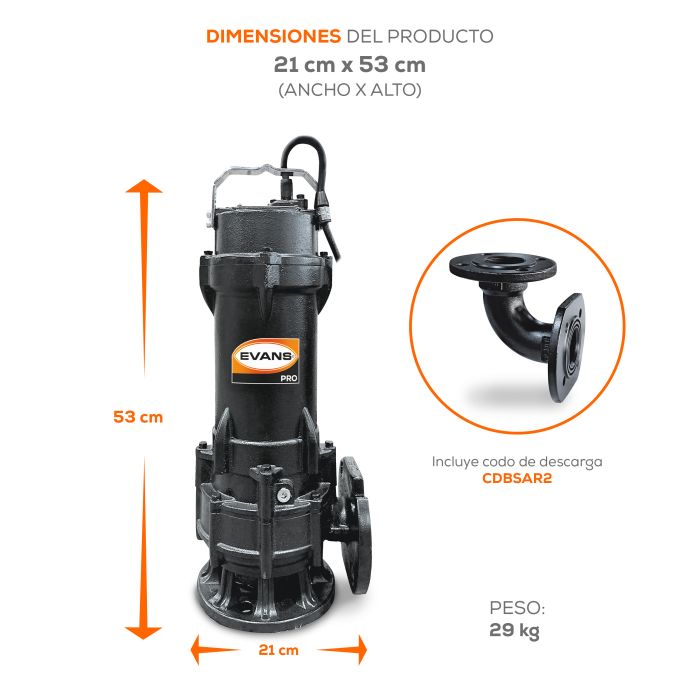 BOMBA DE AGUA RESIDUAL 1.5HP 220V