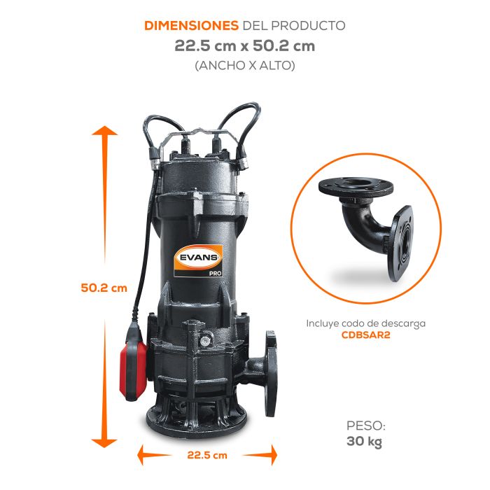 BOMBA DE AGUA RESIDUAL 1HP 110V