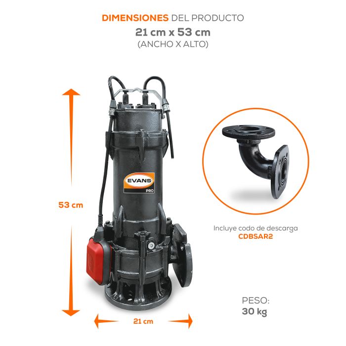 BOMBA DE AGUA RESIDUAL 1.5HP 220V