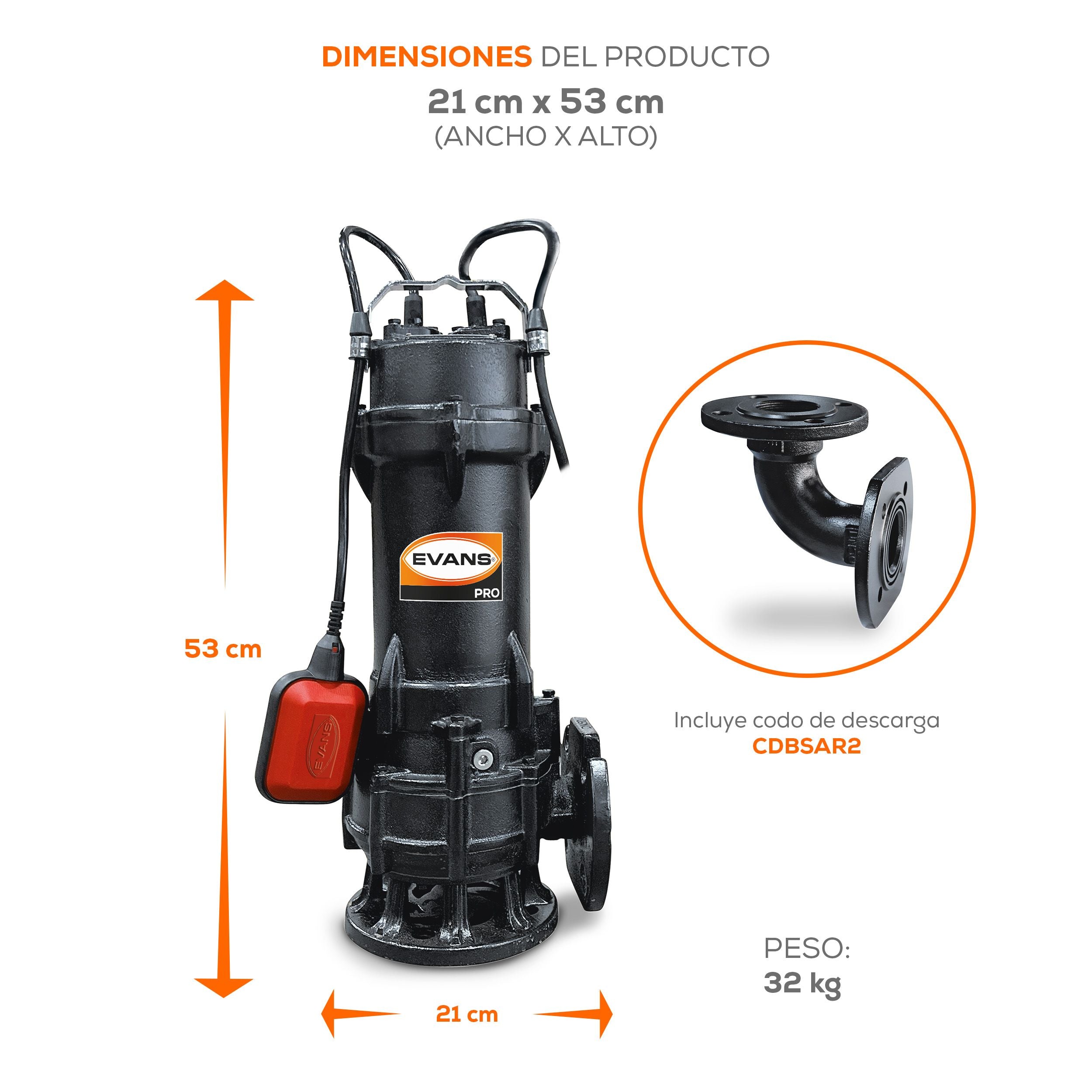 BOMBA DE AGUA RESIDUAL 2HP 220V