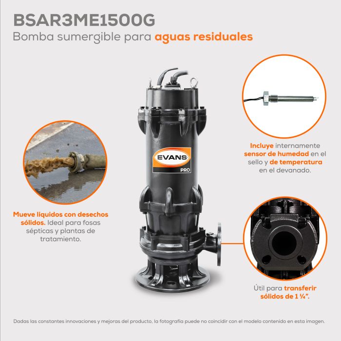 BOMBA DE AGUA RESIDUAL 15HP 220V