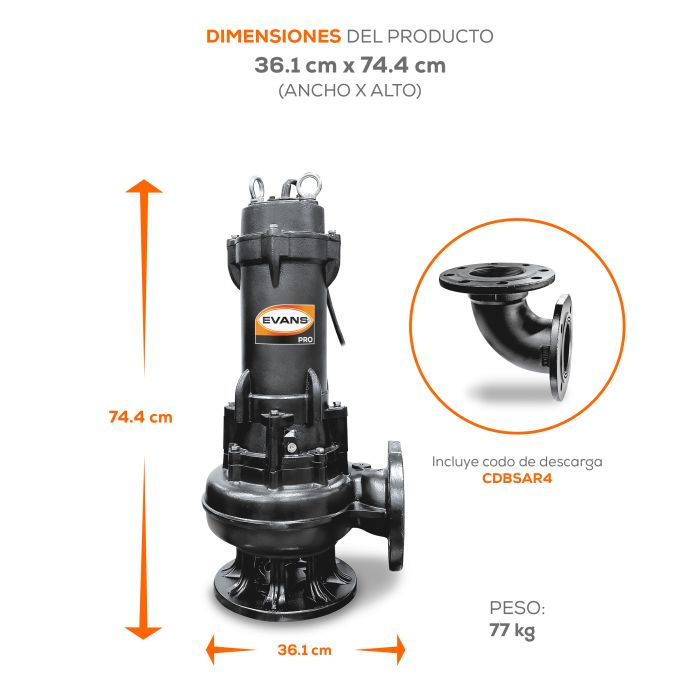 BOMBA DE AGUA RESIDUAL 30HP 440V