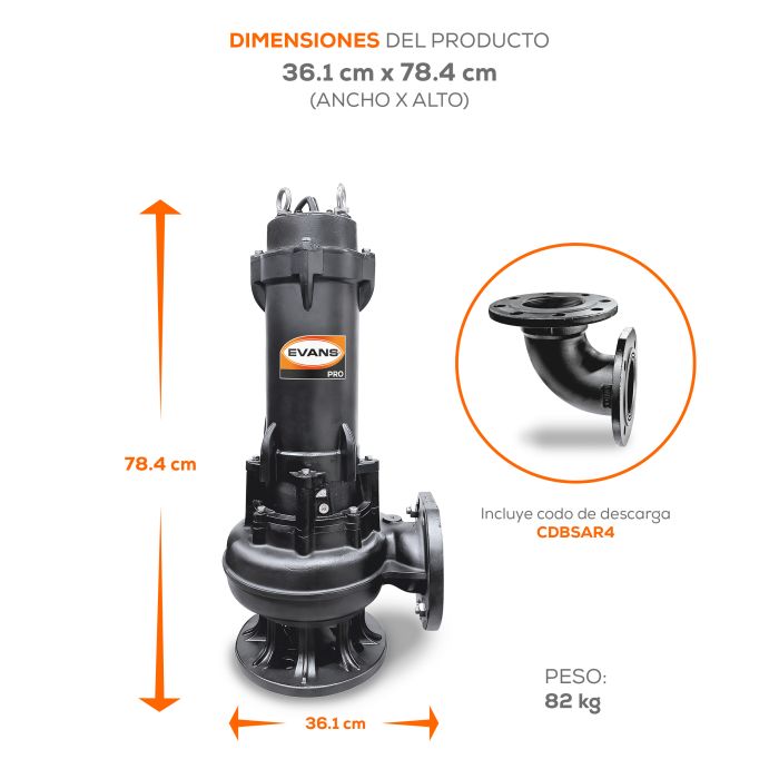 BOMBA DE AGUA RESIDUAL 7.5HP 220V
