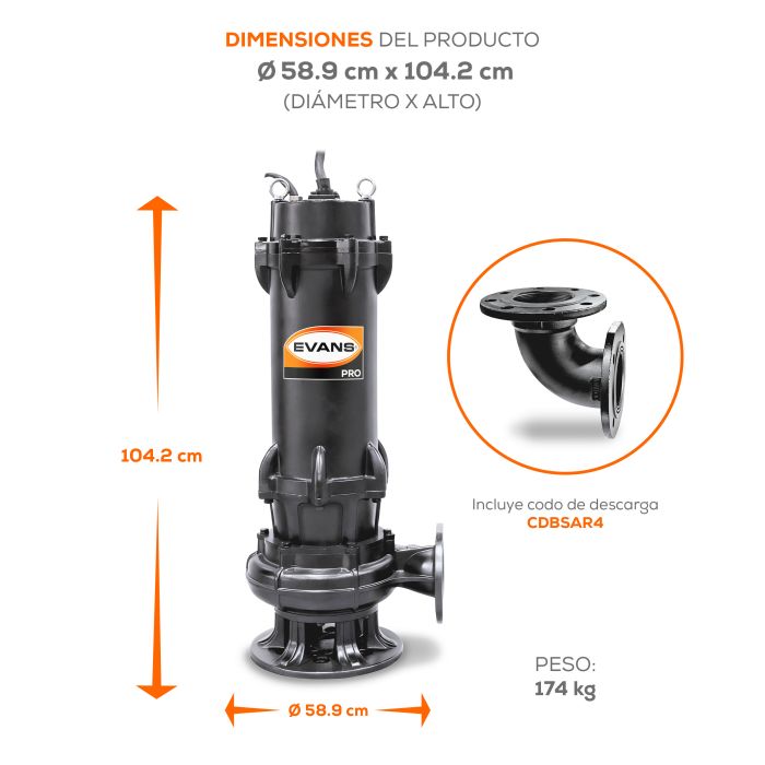 BOMBA DE AGUA RESIDUAL 25HP 220V