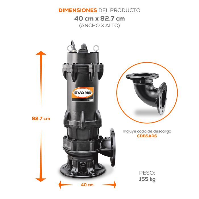 BOMBA DE AGUA RESIDUAL 20HP 220V