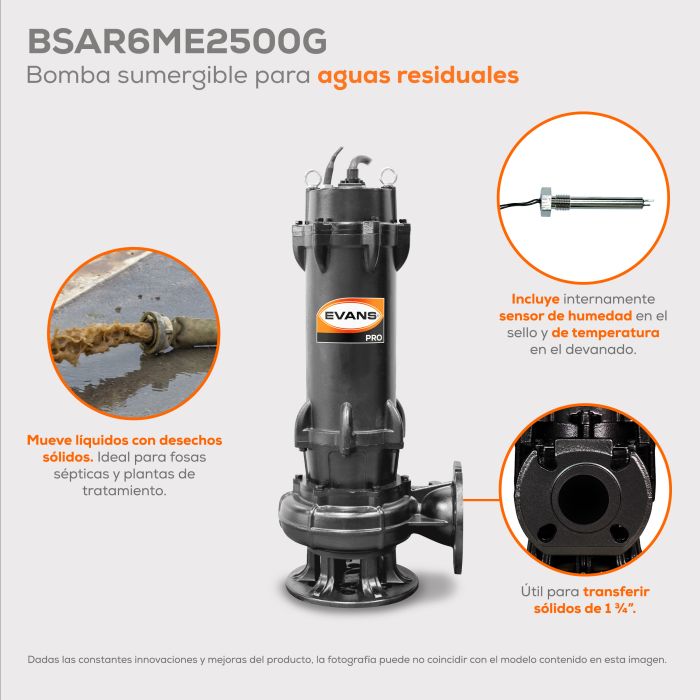 BOMBA DE AGUA RESIDUAL 25HP 220V BSAR6ME2500G