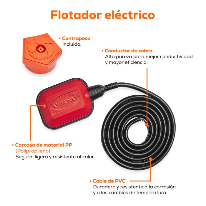 FLOTADOR 5M 16A C/CONTRAPESO. ABRNK5C