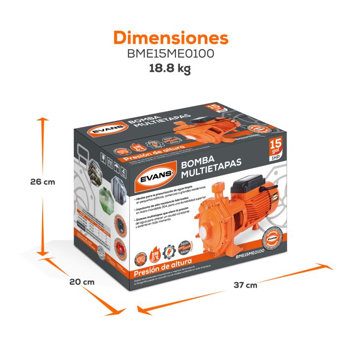 BOMBA MULTIETAPAS 15GPM 1HP