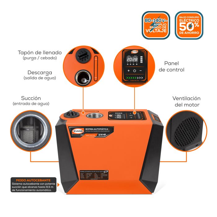 BOMBA AUTOMÁTICA 3/4 HP MAGNET-BOX-075F