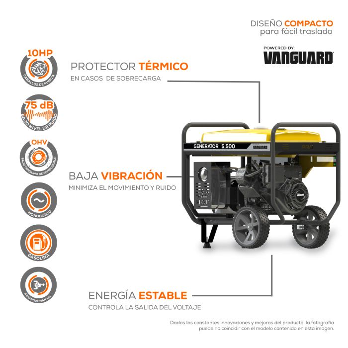 GENERADOR 5.5KVA 10HP VANGUARD G55MG1000V