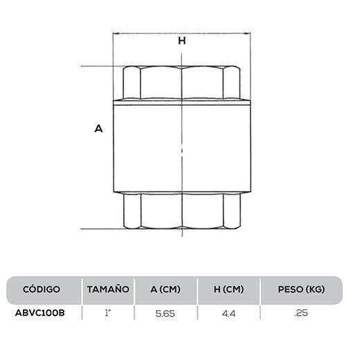 VÁLVULA CHECK 1" NPT - ABVC100B