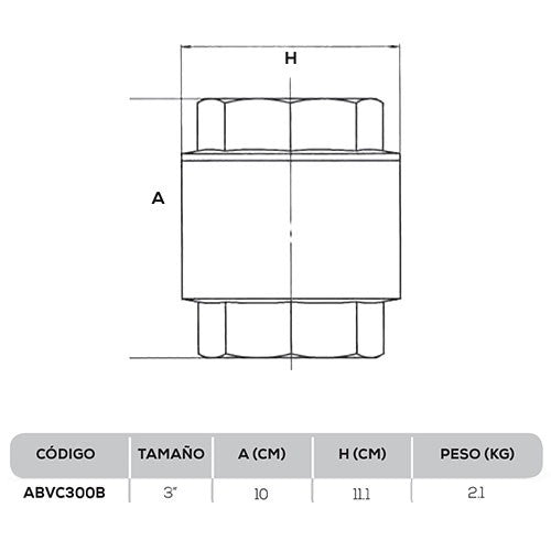 VÁLVULA CHECK 3" NPT - ABVC300B
