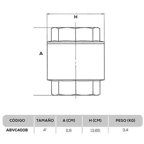 VÁLVULA CHECK 4" NTP - ABVC400B