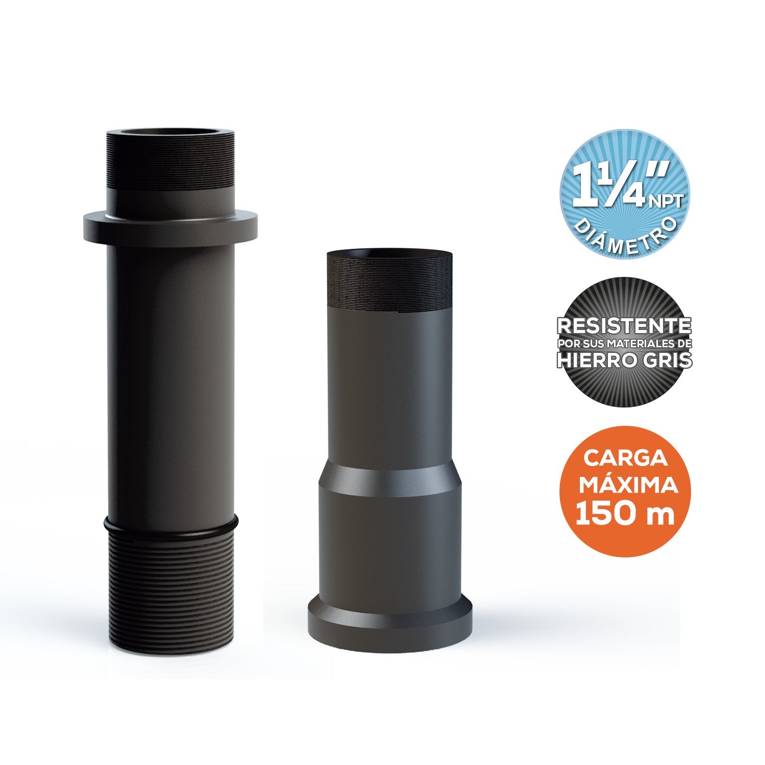 CONECTORES DE HIERRO GRIS 1.25" - KIT125-HG150