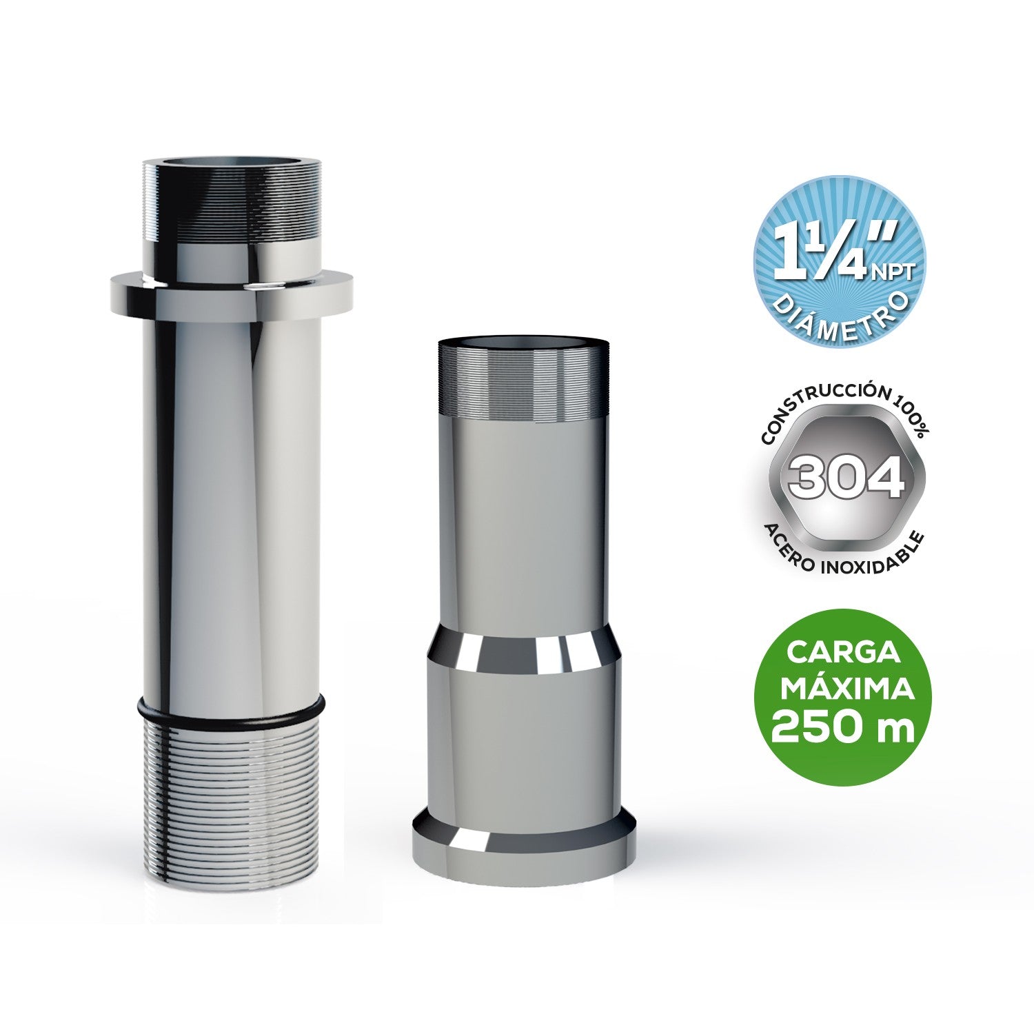 CONECTORES DE ACERO INOXIDABLE 1.25" - KIT125-SS250
