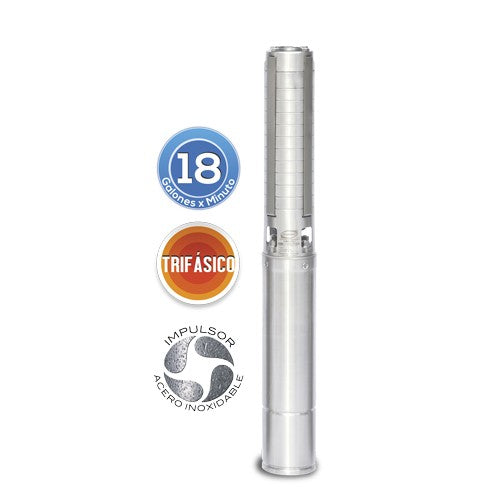 EQUIPO DE RIEGO SUMERGIBLE TRIFÁSICO INOX 18GPM 2.0HP 220V - SD418ME0200GI