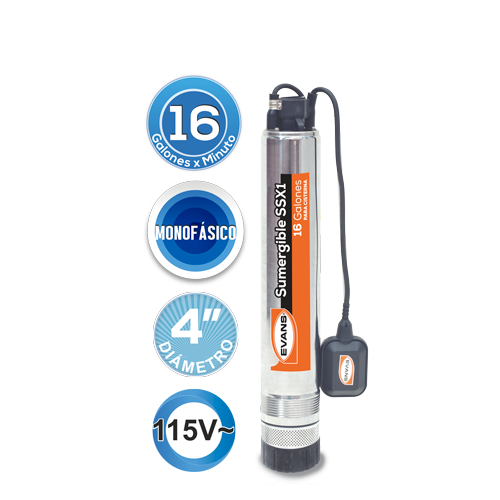 BOMBA SUMERGIBLE DOMÉSTICA 0.50HP CON FLOTADOR - SSX1ME050F2C-F