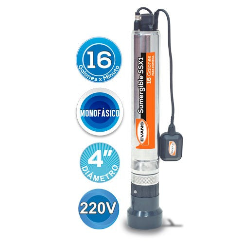 BOMBA SUMERGIBLE DOMÉSTICA 1HP 220V CON FLOTADOR - SSX1ME100G2C-F