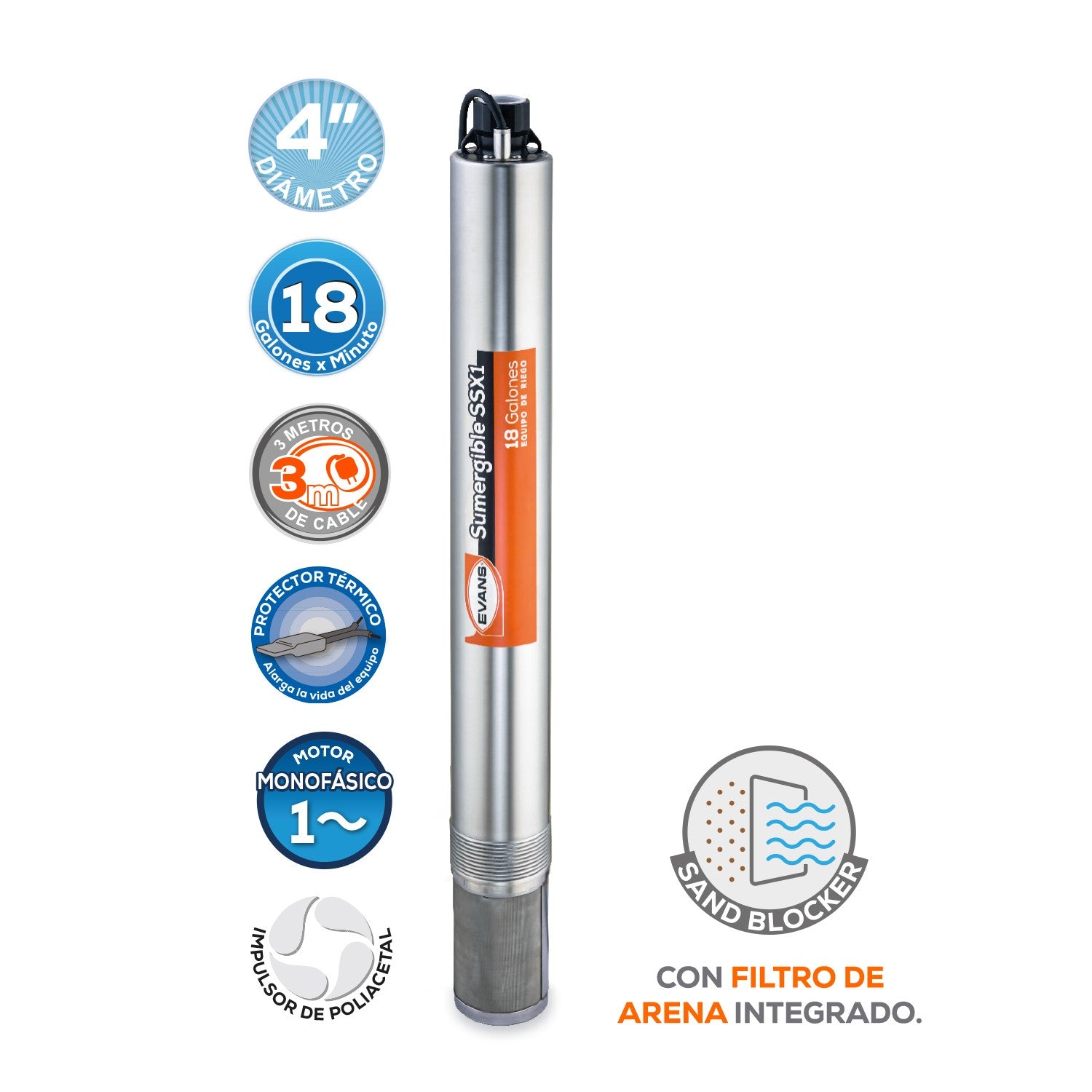 EQUIPO DE RIEGO SUMERGIBLE 18GPM 1.5HP 220V - SSX1ME150G2C