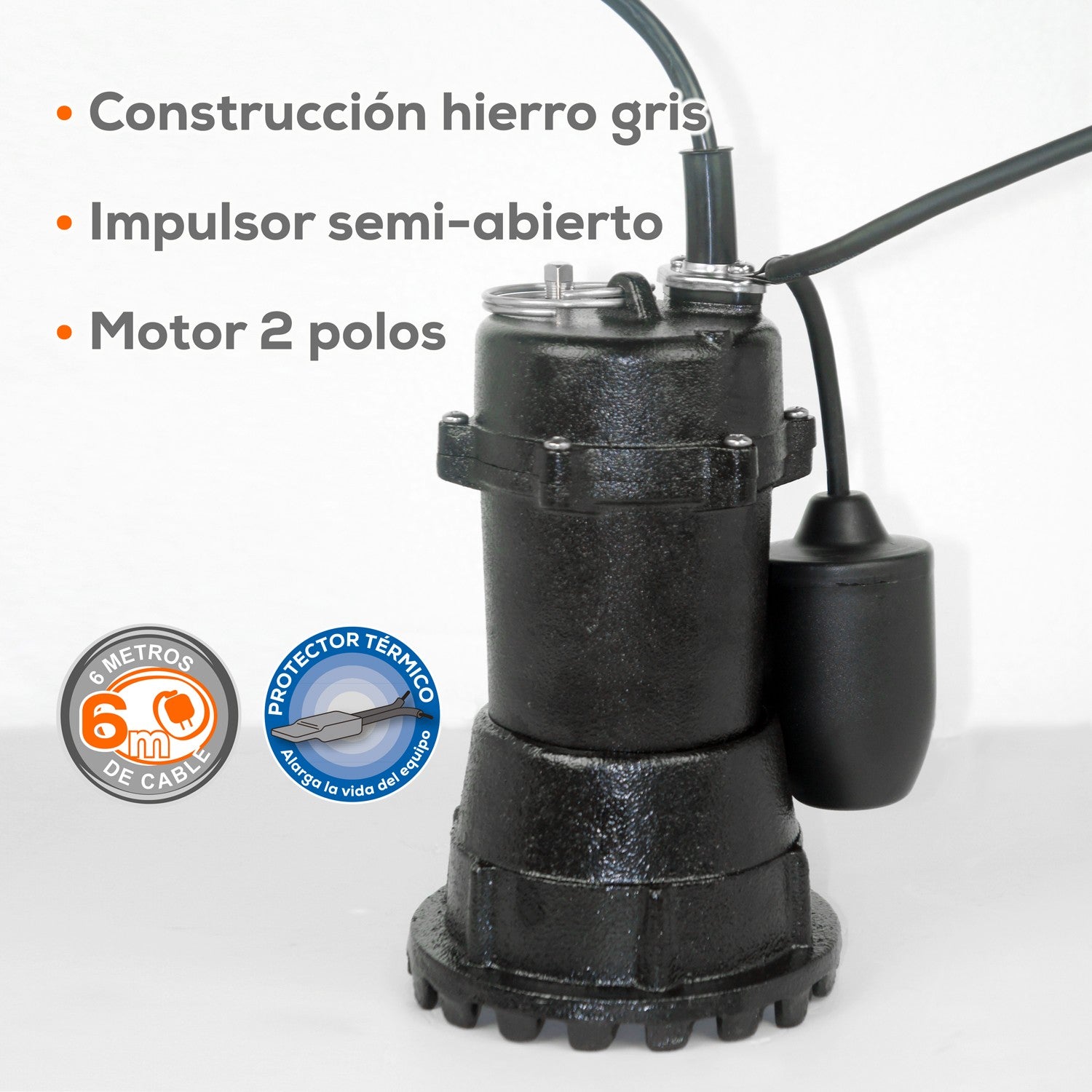 BOMBA SUMERGIBLE PARA AGUA CON SÓLIDOS 0.5HP 1.5"NPT - SV1.5ME050