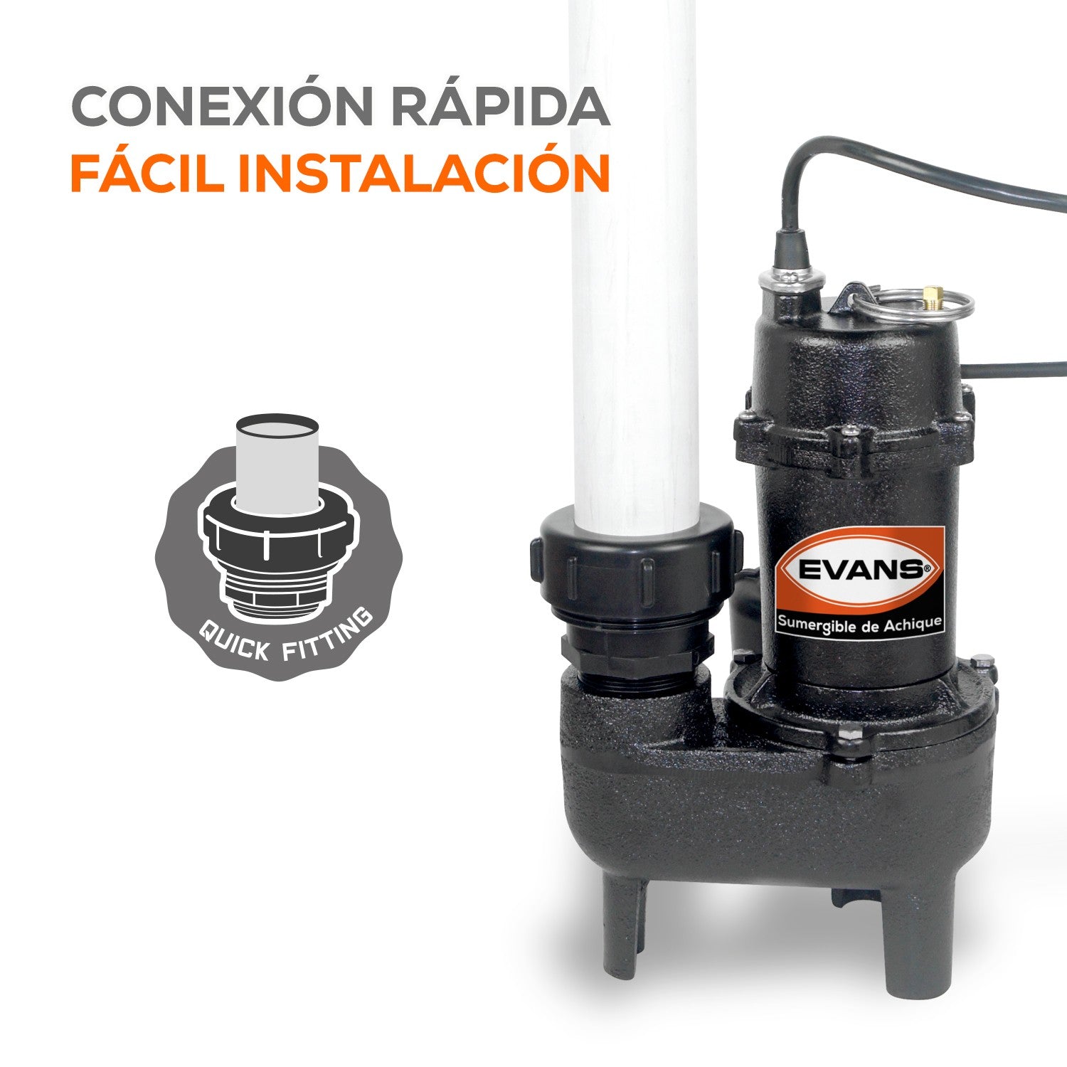 BOMBA SUMERGIBLE PARA AGUA CON SÓLIDOS 0.5HP 1.5"NPT - SV1.5ME050