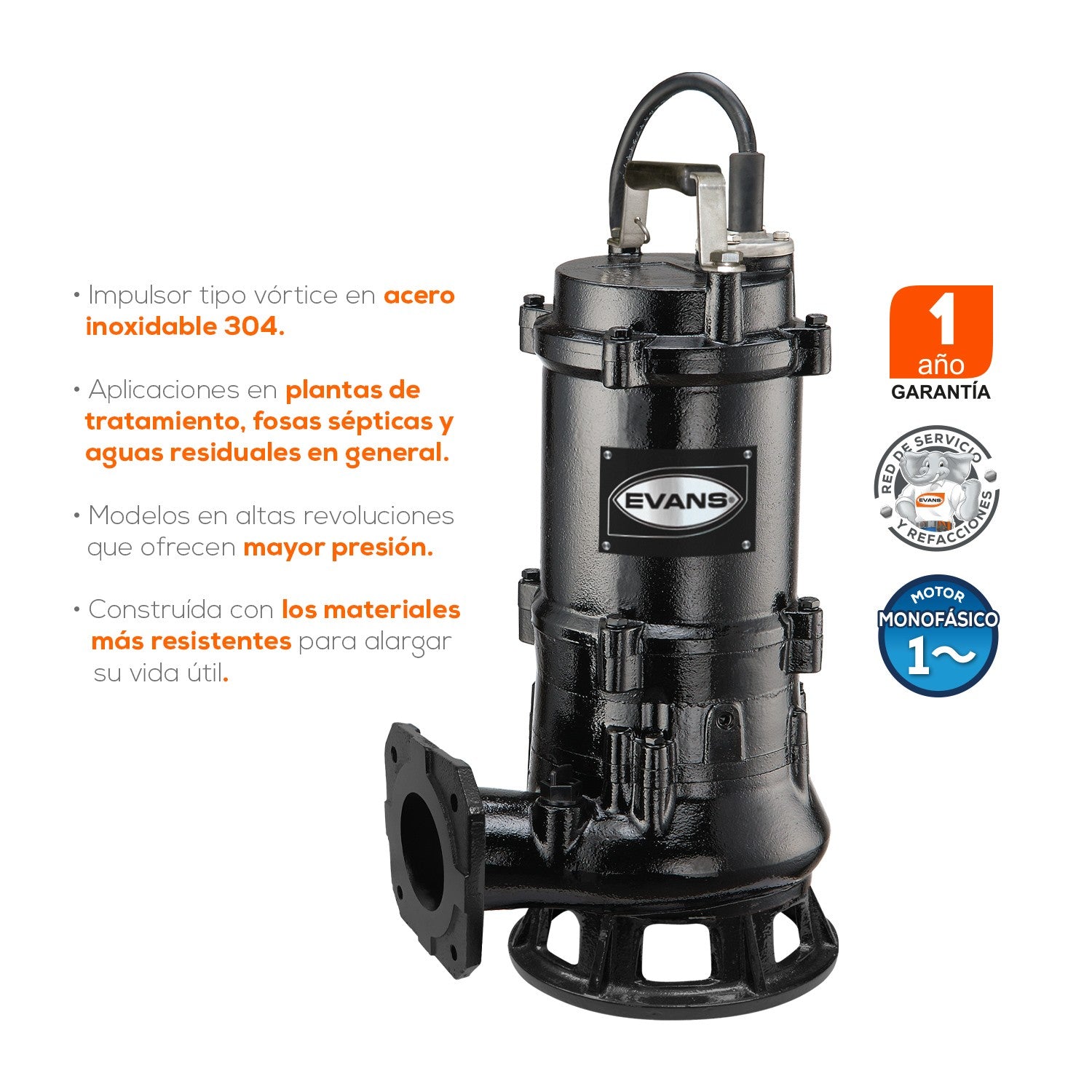 BOMBA SUMERGIBLE PARA LODOS 2.0HP MONOFÁSICA - SV3ME200G2P