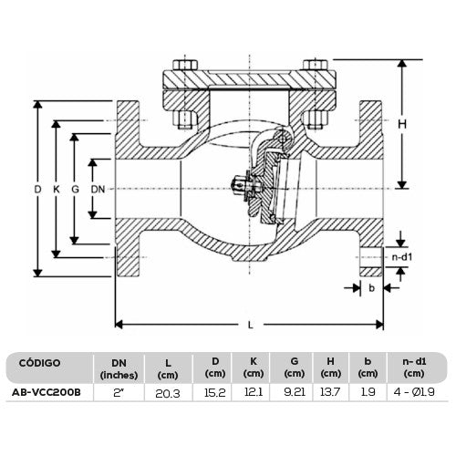 VÁLVULA CHECK COLUMPIO 2" - AB-VCC200B