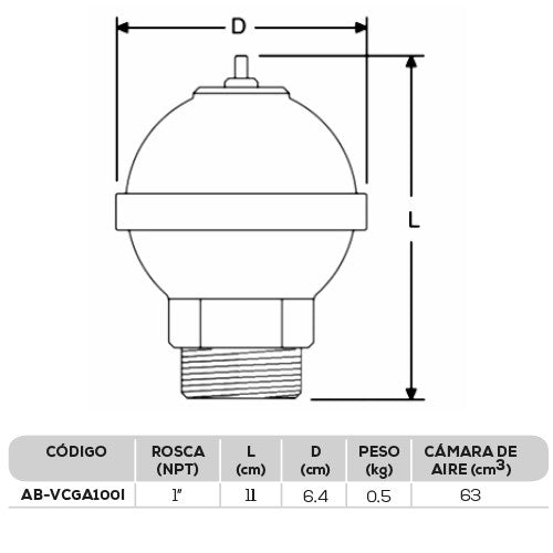 VÁLVULA CONTRA ARIETE GOLPE 1" - AB-VCGA100I