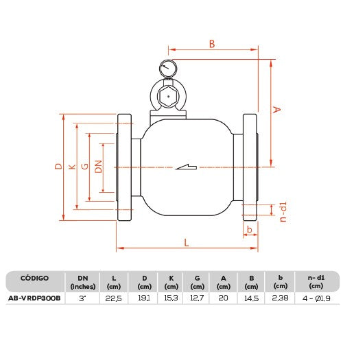 VÁLVULA REDUCTORA DE PRESIÓN 3" - AB-VRDP300B