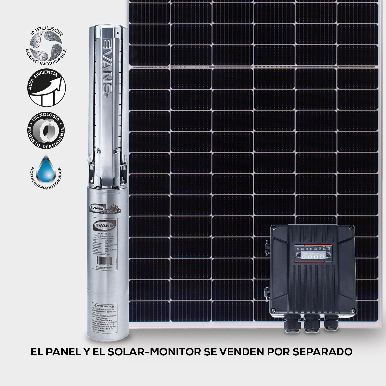 BOMBA DE 4 PÁNELES SOLARES 1.0HP 55LPM - SOLAR100-55L