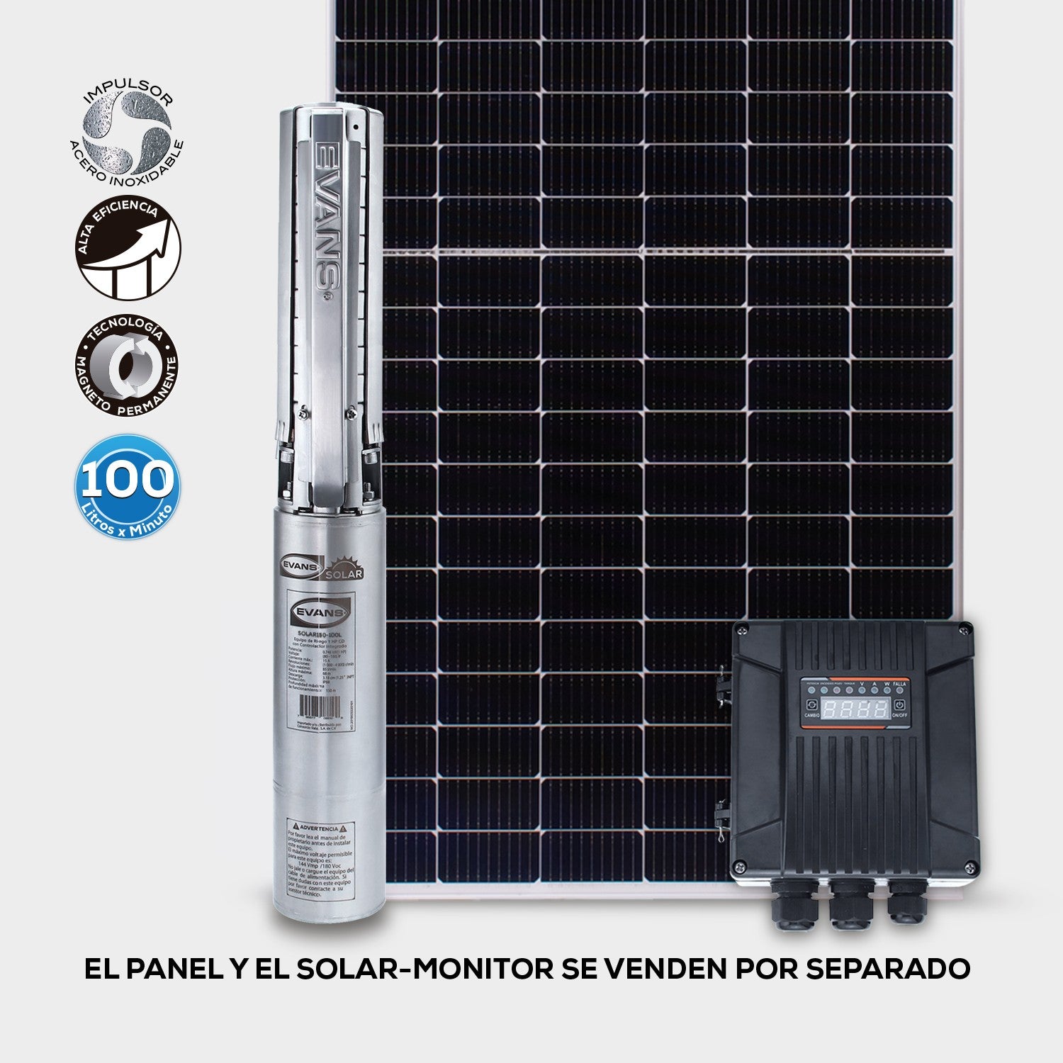 BOMBA DE 5 PÁNELES SOLARES 1.5HP 100LPM - SOLAR150-100L