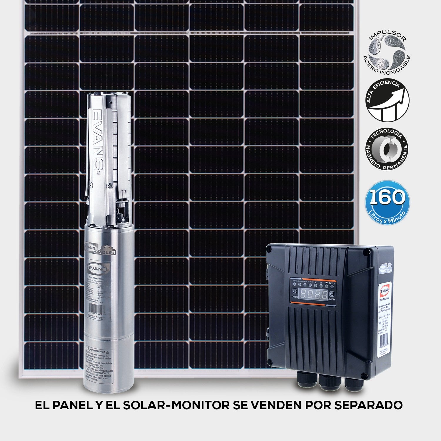BOMBA DE 5 PÁNELES SOLARES 1.5HP 160LPM - SOLAR150-160L