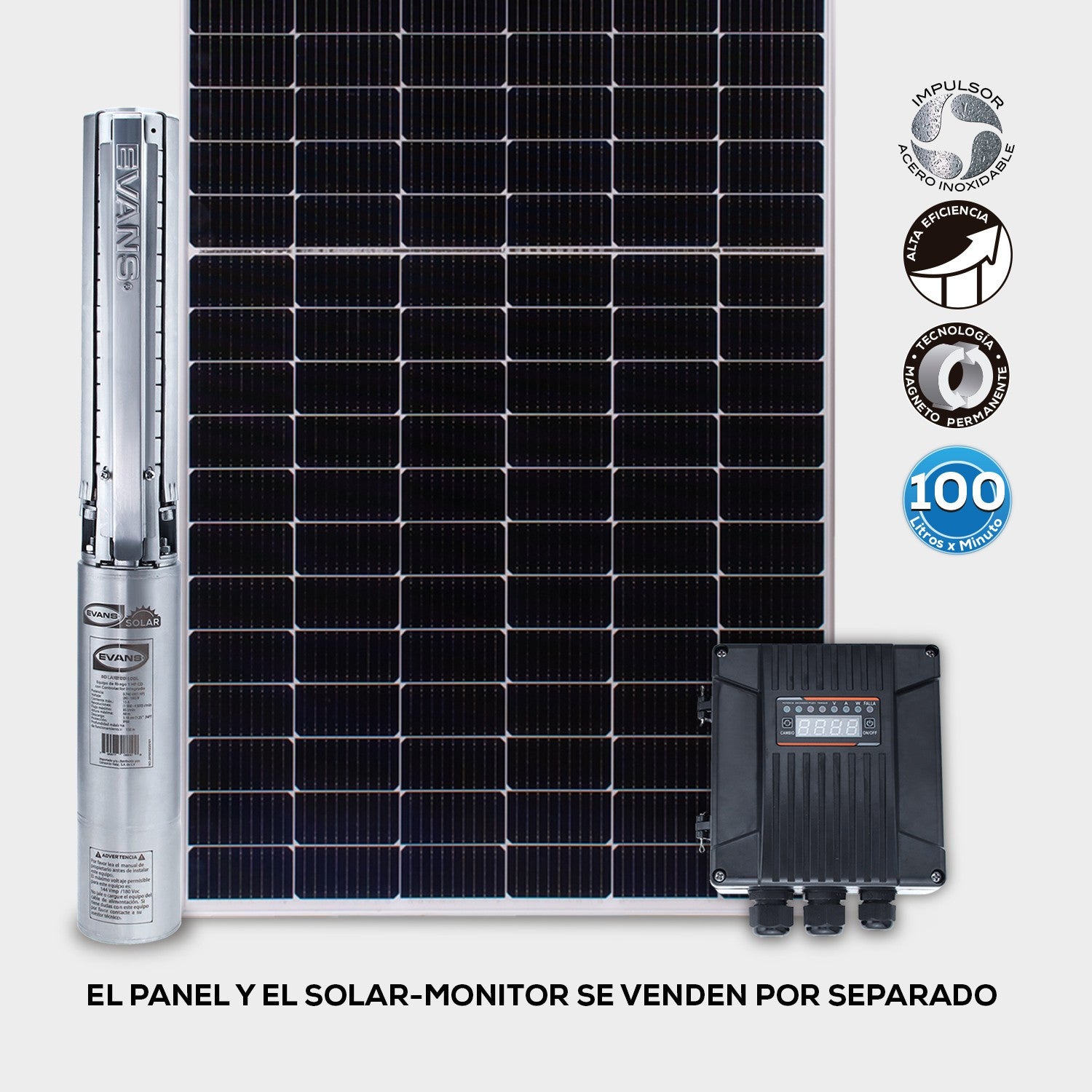 BOMBA DE 7 PÁNELES SOLARES 2.0HP 100LPM - SOLAR200-100L