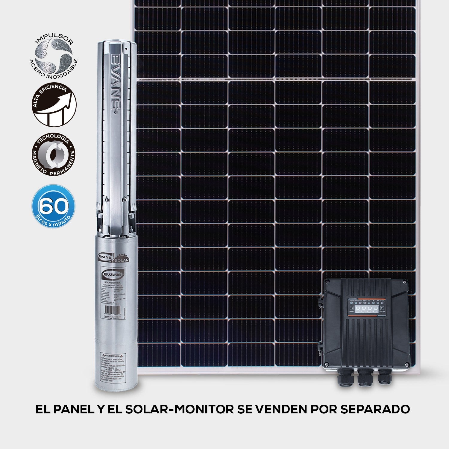 BOMBA DE 7 PÁNELES SOLARES 2.0HP 60LPM - SOLAR200-60L