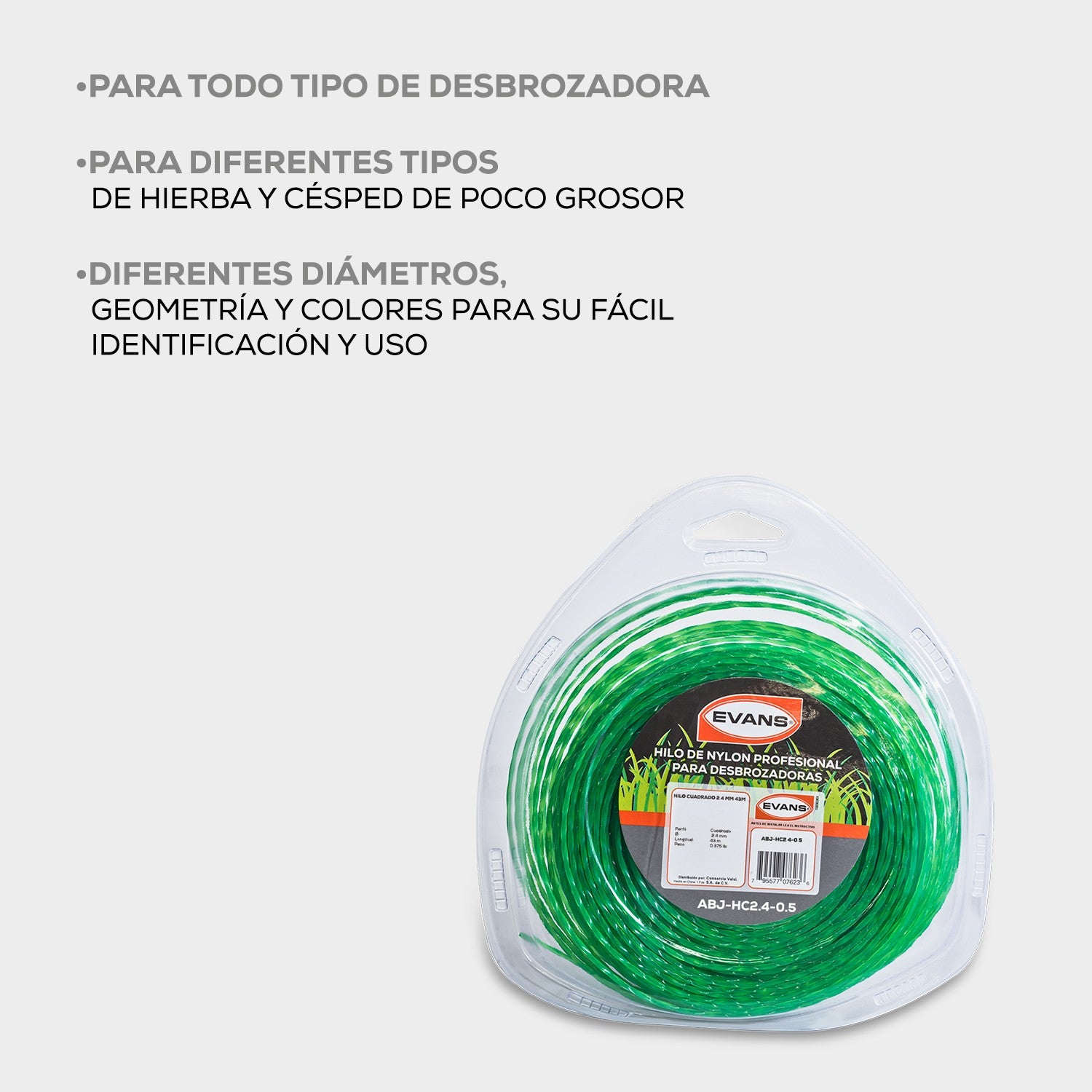 HILO CUADRADO DESBROZADORA 2.4MM 43M - ABJ-HC2.4-0.5