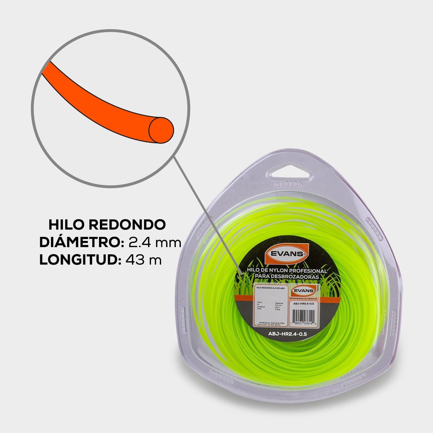 HILO DESBROZADORA 2.4MM 43M - ABJ-HR2.4-0.5