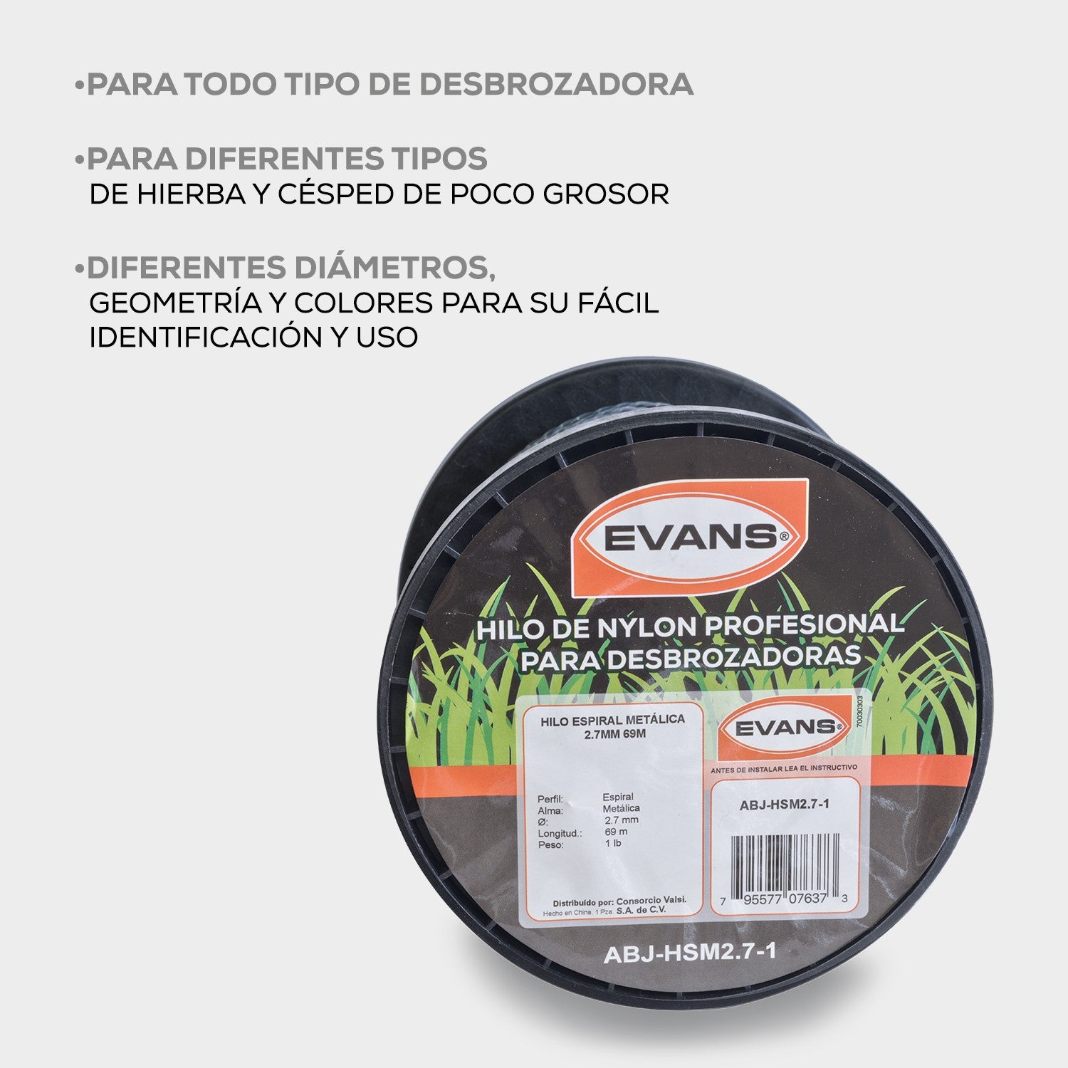 HILO CUADRADO REFORZADO DESBROZADORA 2.7MM 69M - ABJ-HSM2.7-1