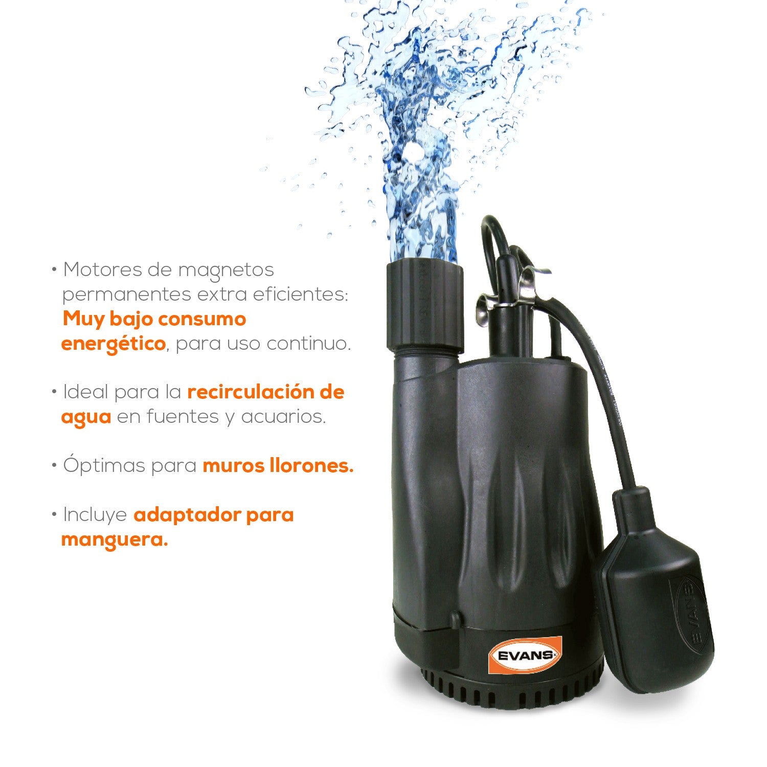 BOMBA FUENTE 0.25HP C/FLOTADOR - AQUA200W-F
