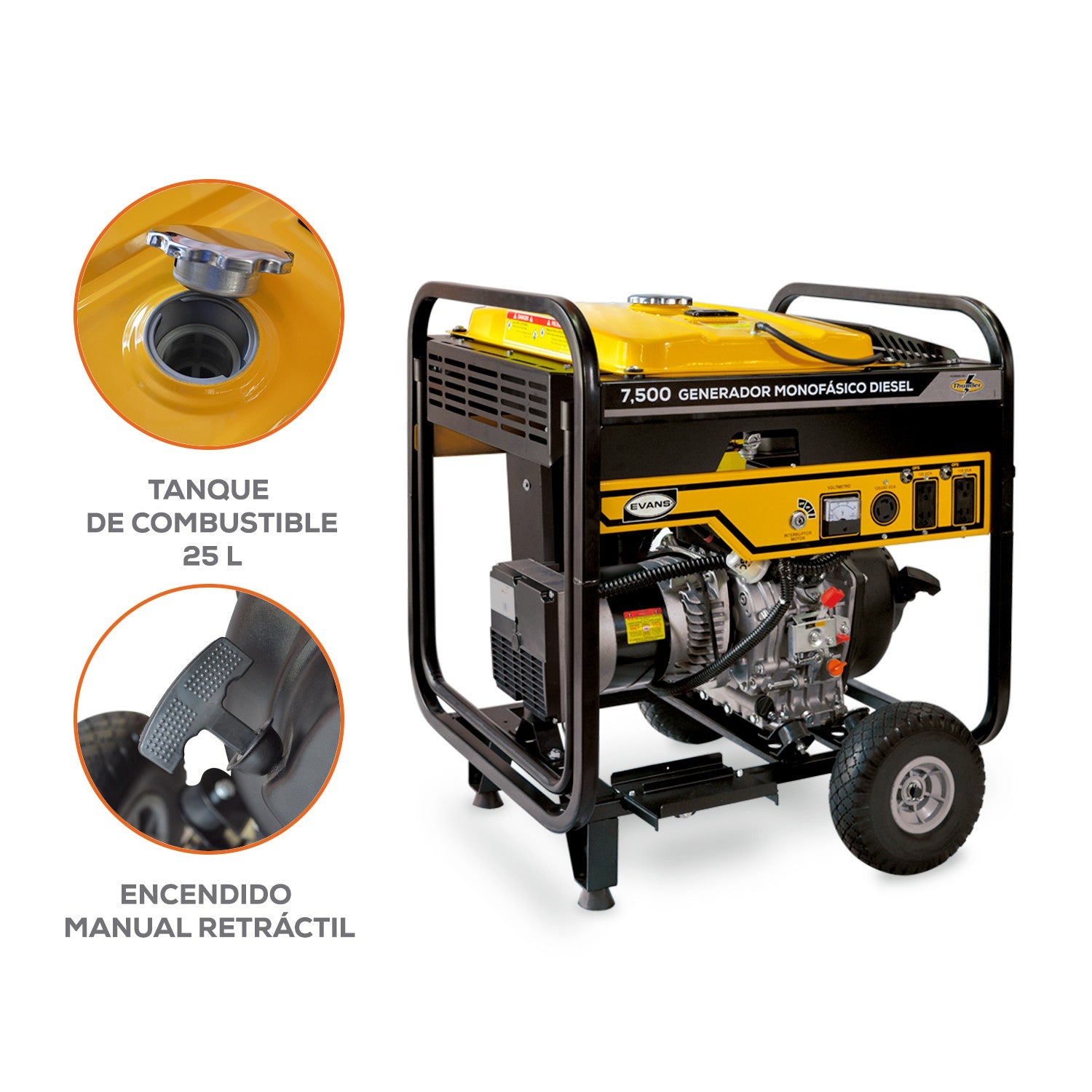 GENERADOR 7.0KVA 12.0HP A/E THUNDER - G75MD1200THAE