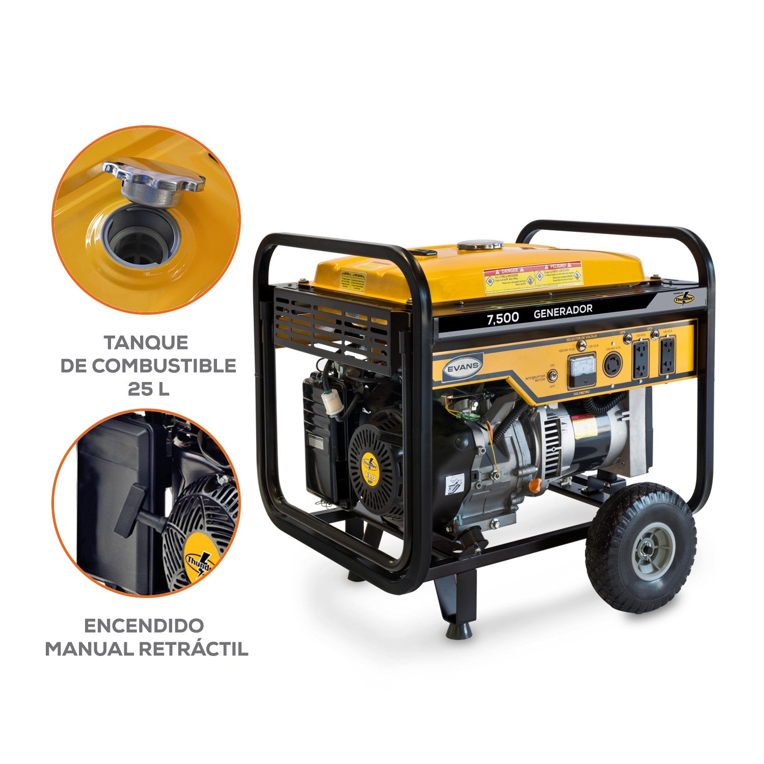GENERADOR 7.0KVA 13.0HP A/M THUNDER - G75MG1300THW
