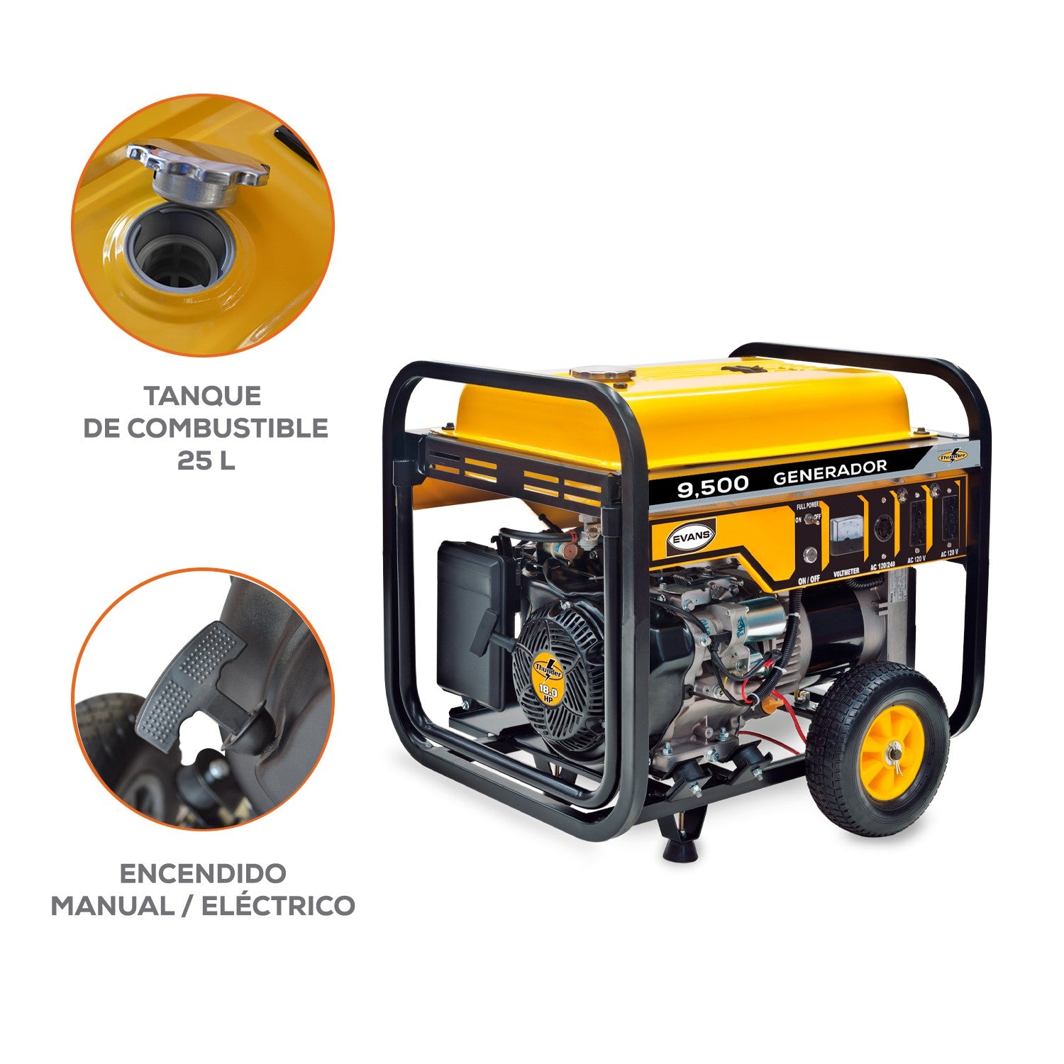 GENERADOR 9.5KVA 18.0HP A/EyM THUNDER - G95MG1800THWAE