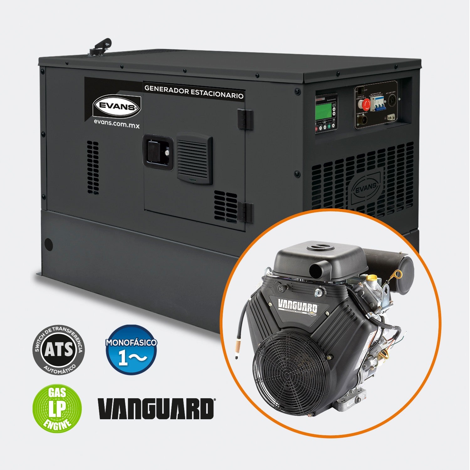 GENERADOR MONOFÁSICO 12.0KW 23.0HP VANGUARD - GER10LP2300BS