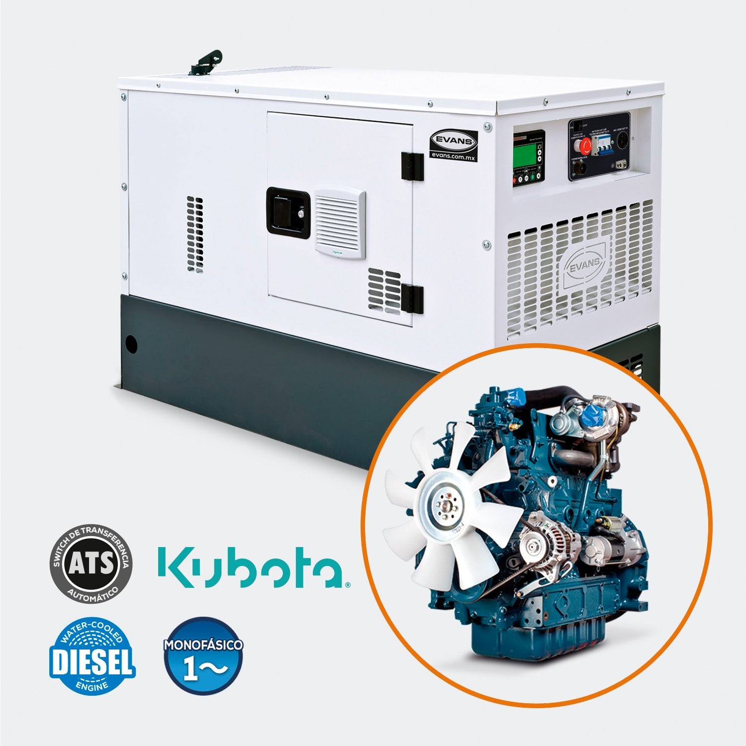 GENERADOR MONOFÁSICO 14.5KVA 25.0HP KUBOTA - GS15MD2500K
