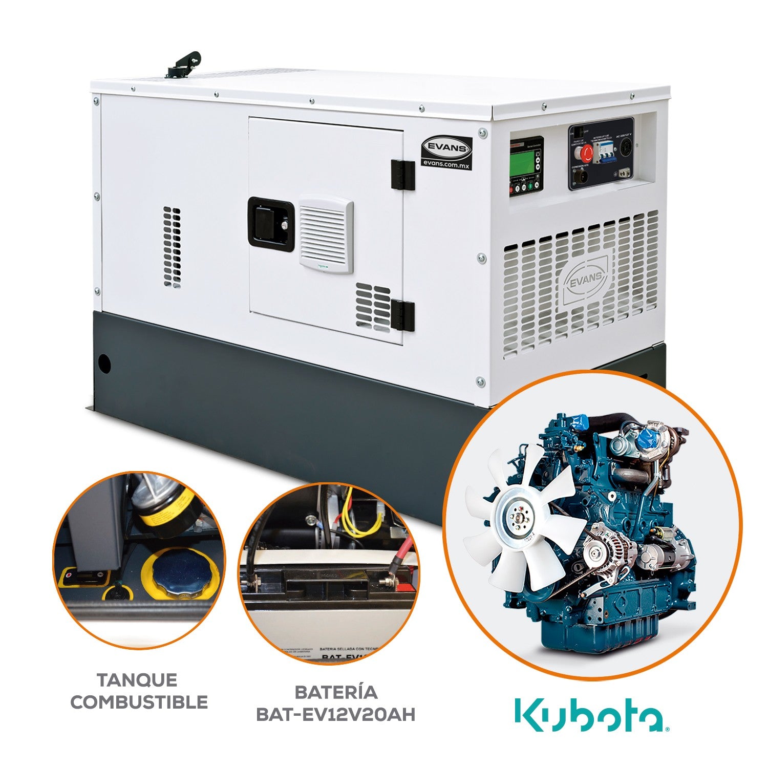 GENERADOR MONOFÁSICO 14.5KVA 25.0HP KUBOTA - GS15MD2500K