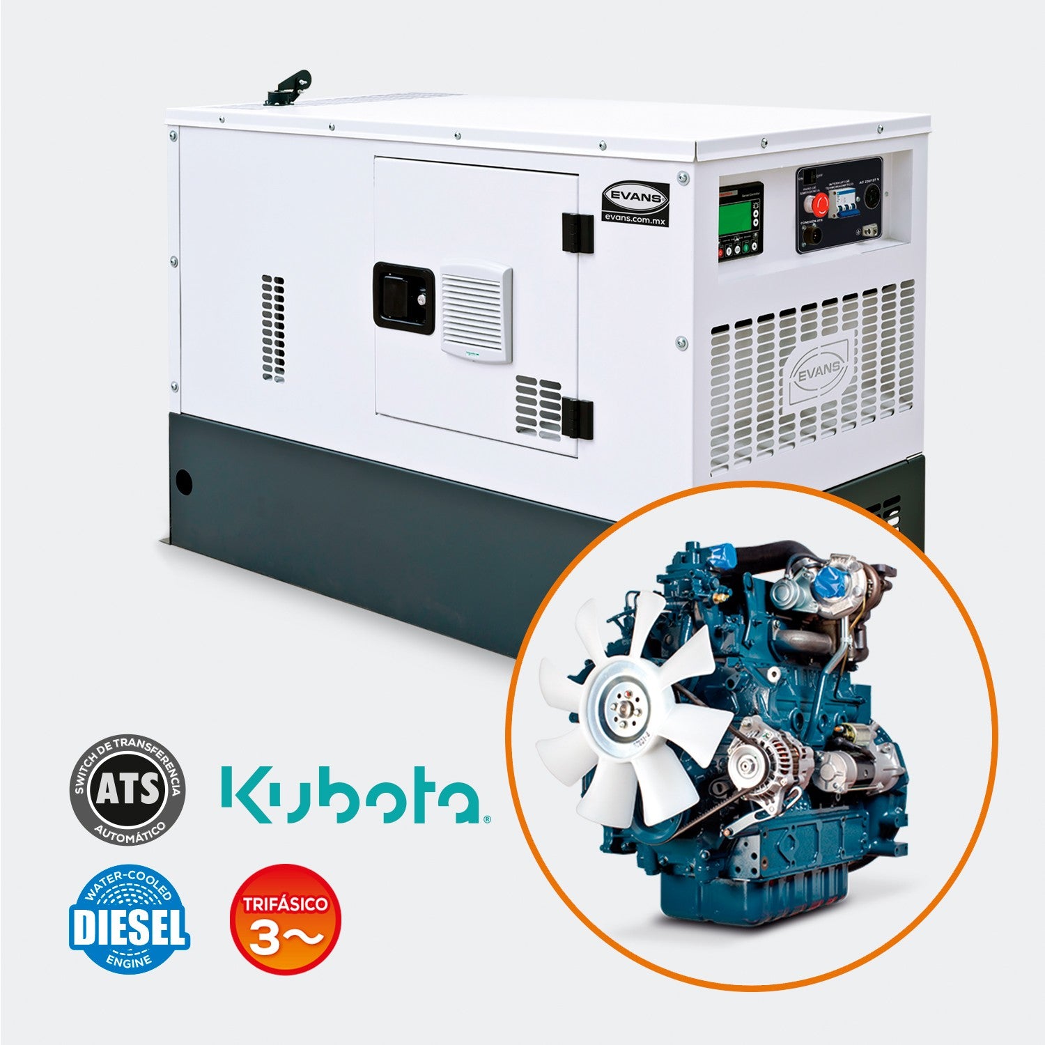 GENERADOR TRIFÁSICO 13.8KVA 20.0HP KUBOTA - GT17MD2000K