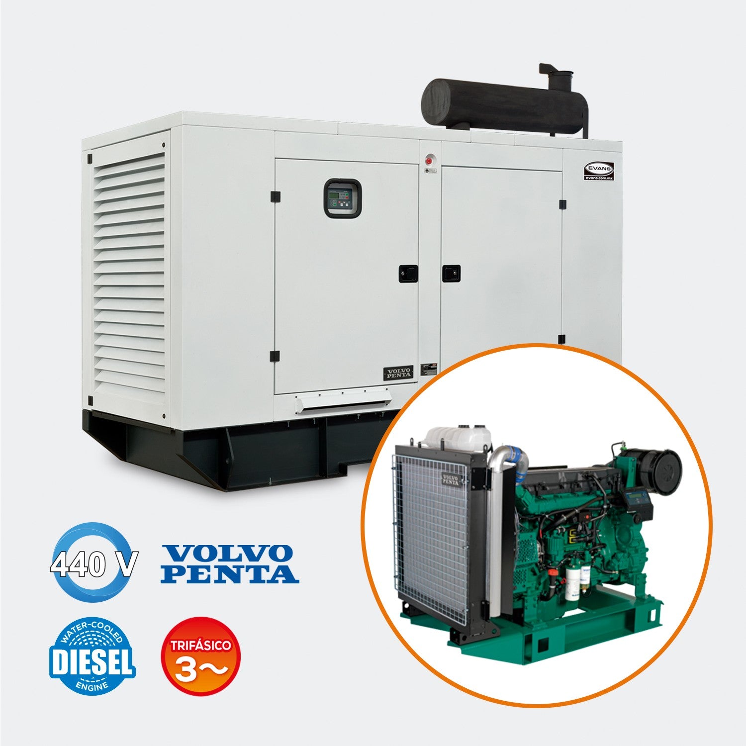 GENERADOR TRIFÁSICO 130KW A/M 440V VOLVO - GTC164DM440V