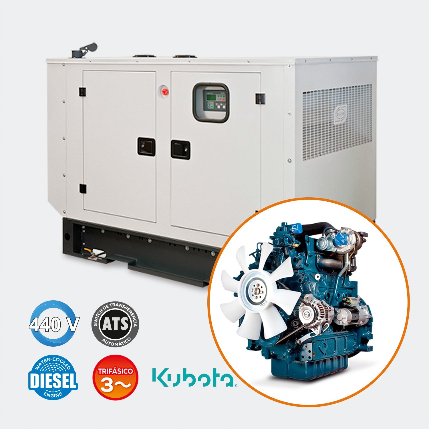 GENERADOR TRIFÁSICO 40KW A/A 440V KUBOTA - GTC53DA440K
