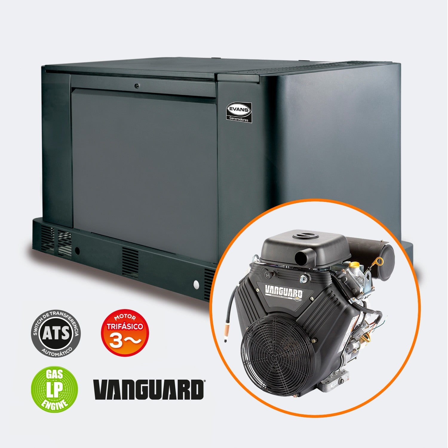 GENERADOR TRIFÁSICO 18.5KVA 35.0HP VANGUARD - GTR19LP3500BS